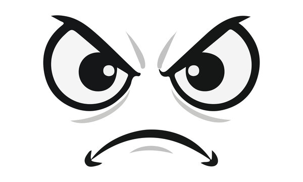 Grumpy cartoon face expressing anger and discontent, featuring furrowed eyebrows perfect for humorously conveying negative emotions and comic attitudes.