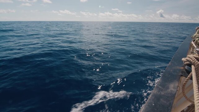 Sea surface as seen from the moving sailing boat
