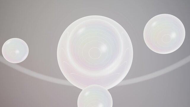 Abstract 3D white spheres floating and morphing animation seamless background loop