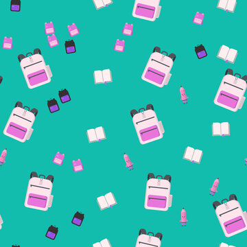 Seamless pattern of school supplies