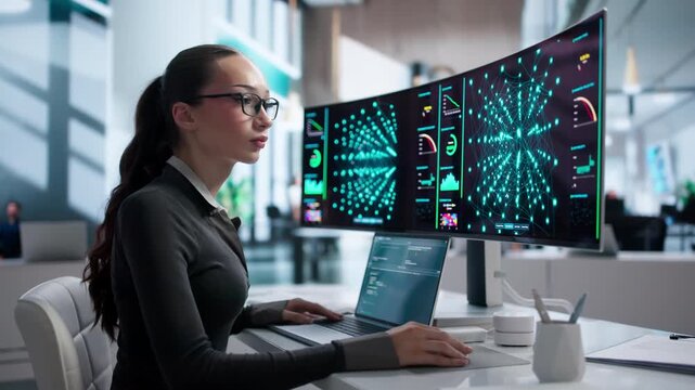 Young Female Data Scientist Works On Deep Learning Models