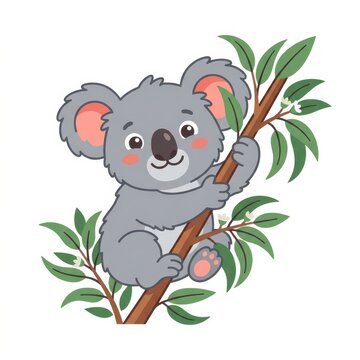Cute koala on eucalyptus branch
