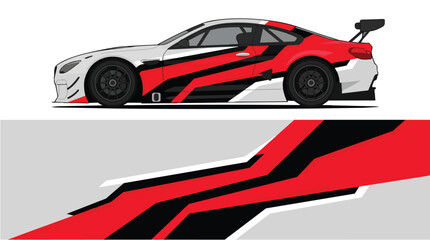 Fototapeta premium Red White Black Racing Sports Car Vector Illustration