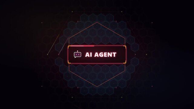 AI Agent Interface Surrounded by Animated Hexagonal Grid