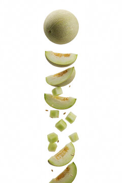 Fresh honeydew melon png whole melon png sliced melon png falling fruit png transparent image