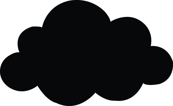 Solid black silhouette of a cute, rounded cloud sticker with a clean recognizable outline