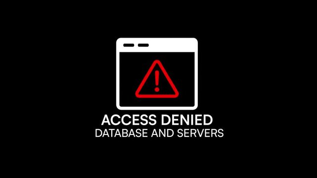 Access Denied Database and Server Not Working, Server Error Animation, Database Connection Failure, System Access Error, 4K