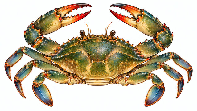 Realistic Mud Crab Seafood Vector Illustration for Menu Design and Packaging