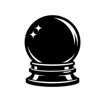 Crystal ball on stand with sparkles, symbolizing fortune and prediction, mystical object for divination and clairvoyance