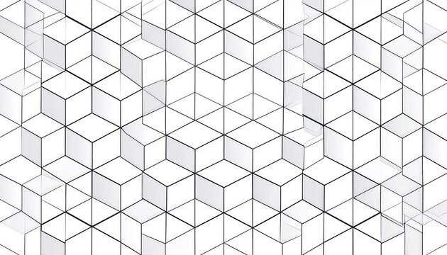Geometric pattern isometric vector illustration of 3d cubes with black outlines on white background for modern technology and architecture design