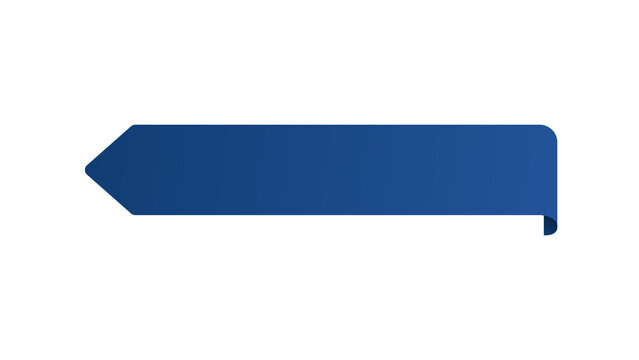 Blue banner ribbon vector illustration. Directional arrow shape with folded corner design element. Isolated on white background. Perfect for web design templates labels and promotional sale badges
