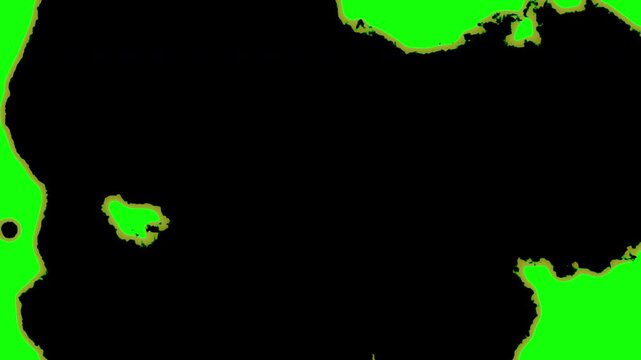 Burning Green Paper Transition on black background. paper transition burning effect moving randomly on green screen. 4K Video.