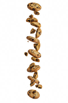 Chocolate chip cookies png cookie pieces png broken biscuits png falling cookies png transparent image