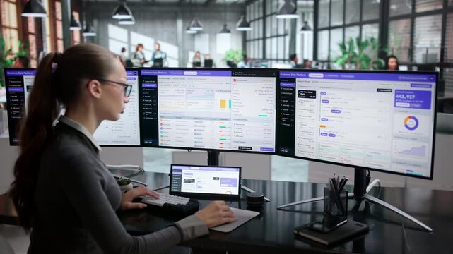 Marketing Analyst Studies Customer Data On Computer