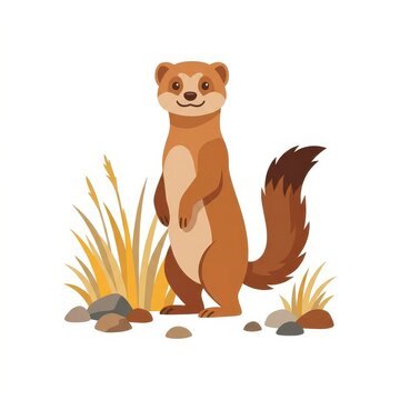 Cute ferret standing upright in vector style