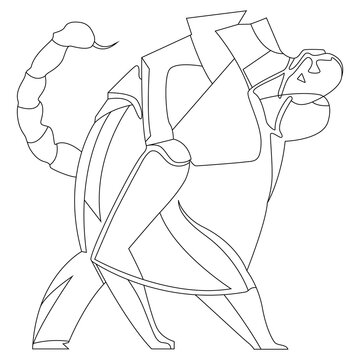 Continuous Line Art Geometric Baboon Monkey with Scorpion Tail Line Drawing Vector Illustration in AI EPS SVG PNG