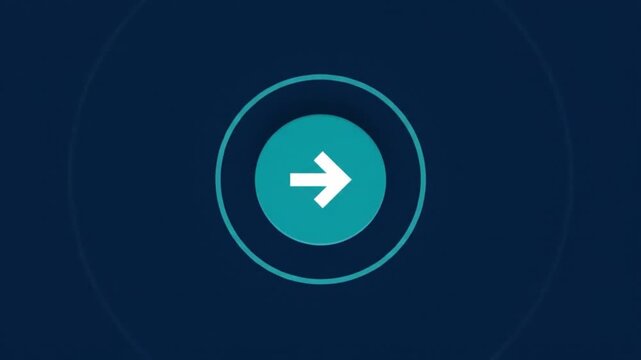 Next Step Icon: A minimalist graphic featuring a white arrow pointing right inside a teal circle, surrounded by concentric light blue circles.