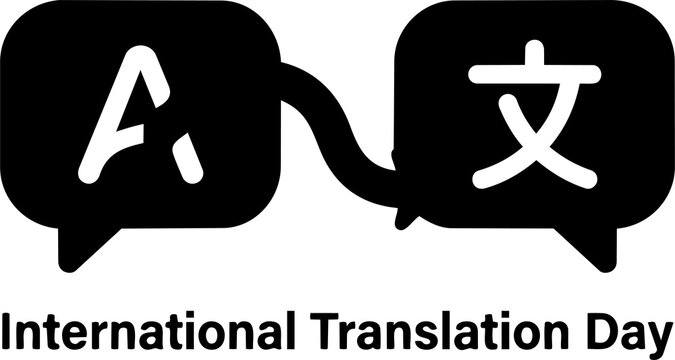 International translation day typography and speech bubbles design with language