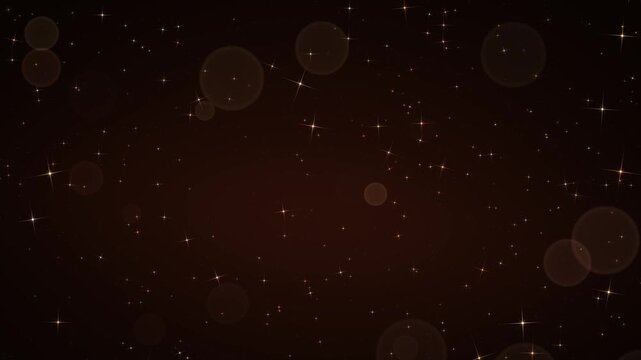 Rose gold sparkle drift, twinkling stars and soft bokeh circles floating slowly over a dark maroon gradient background
