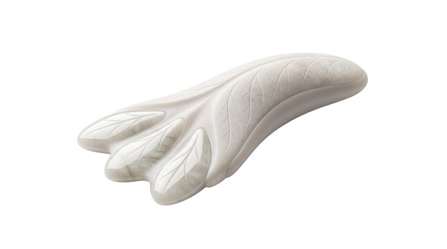 White ceramic gua sha tool for facial massage, professional porcelain skin scraper, ergonomic beauty massage stone for skincare routine