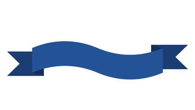 Blue ribbon banner vector illustration. Wavy folded scroll with fishtail ends isolated on white background. Clean corporate graphic element for web design. Badges and logo decoration