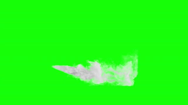 Pressurized steam jet on green screen. High pressure white smoke jet isolated. Realistic pressurized vapor jet stream