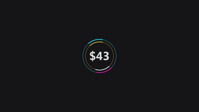 Animated Dollar Sign Counting from 0 to 50 &ndash; Finance and Currency dollar Amount Counter Animation &ndash; 0 to 50 USD Money and investment 50 Dollar Counting Animation for bank , Cash and Financial Growth