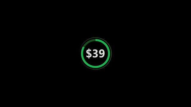 Animated Dollar Sign Counting from 0 to 50 &ndash; Finance and Currency dollar Amount Counter Animation &ndash; 0 to 50 USD Money and investment 50 Dollar Counting Animation for bank , Cash and Financial Growth