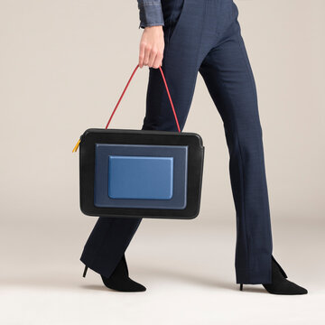Business Briefcase And Tailored Navy Pants