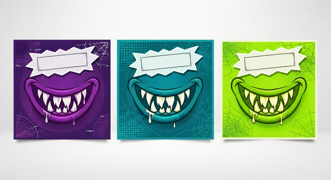 Halloween monster mouth banner templates with copy space