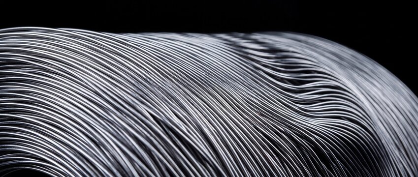 Coiled silver steel wires forming organic metallic textures.