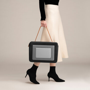 Stylish Leather Bag With Midi Skirt