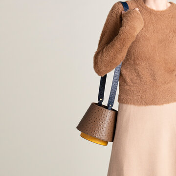 Cozy Fuzzy Sweater And Leather Bag Style