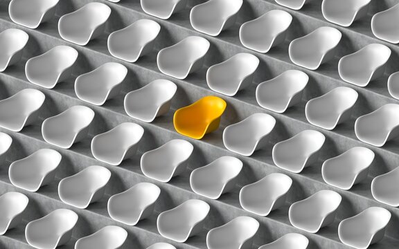Yellow Chair Among White Chairs