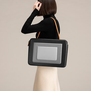 Business Briefcase On Shoulder With Turtleneck