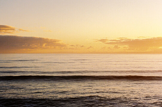 Endless Ocean Waves during a sunset in New Zealand