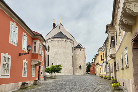 A Romanesque Gyor Basilica of eleven century in the old town of Gyor, Hungary 