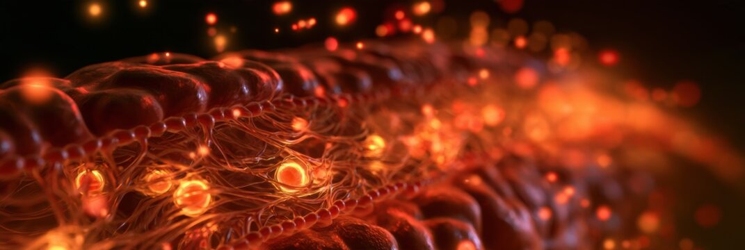Cross-section of the blood-brain barrier shows tight junctions with glowing amber beneficial transport and blocks for harmful elements.