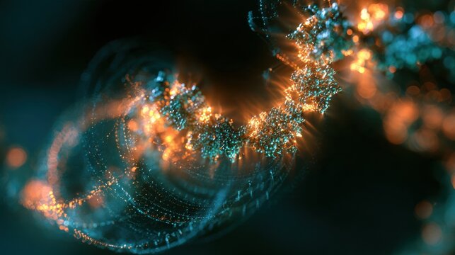 Sirtuin enzyme activates with NAD+, creating glowing patterns for DNA repair and gene regulation in a dark space. sirtuin protein