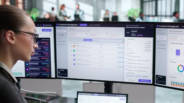 Customer Service Manager Analyzing Complaint Trends On Dashboard