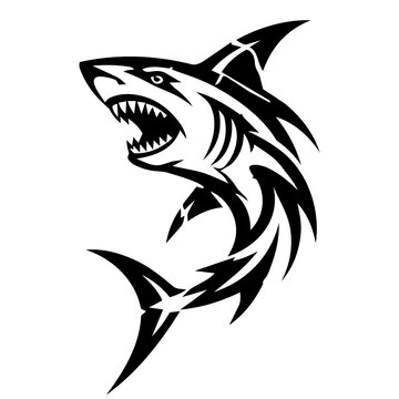 Tribal Shark Tattoo Vector Illustration