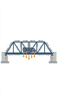 A truss bridge structure with force distribution and load bearing