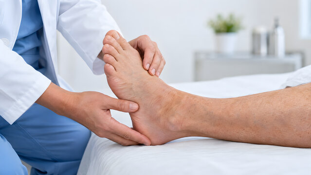 Buerger disease foot circulation examination close-up