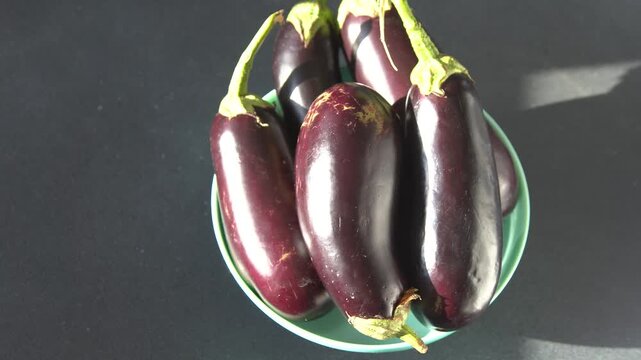 Eggplants Purple Vegetable in Food plate top view.