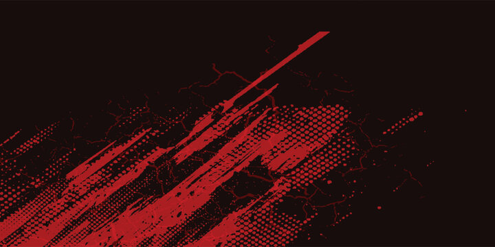 A dark vintage design features a dirty grunge red background with textured stripes and old paint splatters that create a horror art wallpaper backdrop resembling rusted metal or blood
