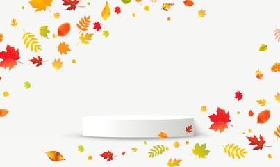 Obraz premium Autumn Leaves Poster And Podium