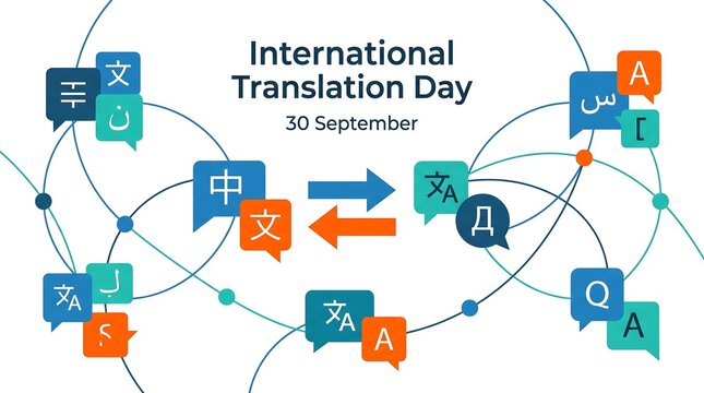 International translation day concept with language icons