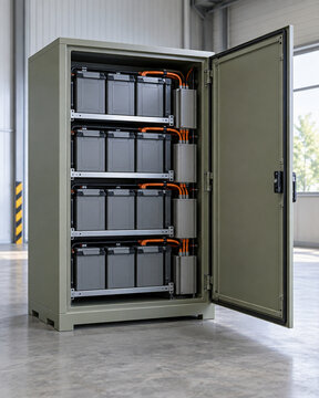 Stationary Battery Modules in an Open Energy Storage Cabinet
