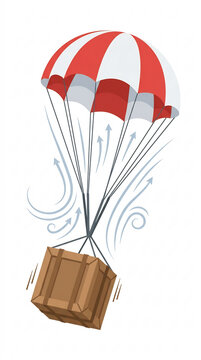 Cargo Delivery Concept with Red and White Striped Parachute