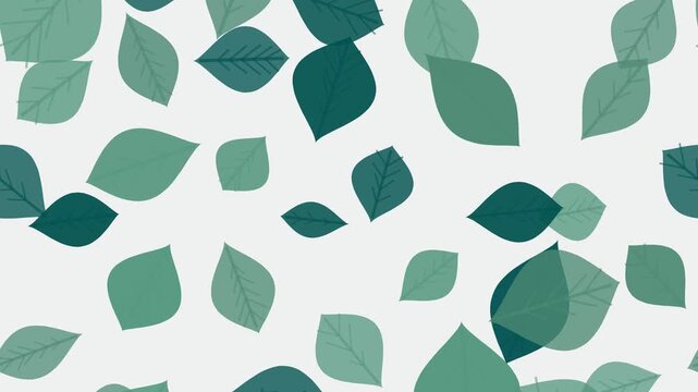 Animated teal falling leaves motion background seamless loop